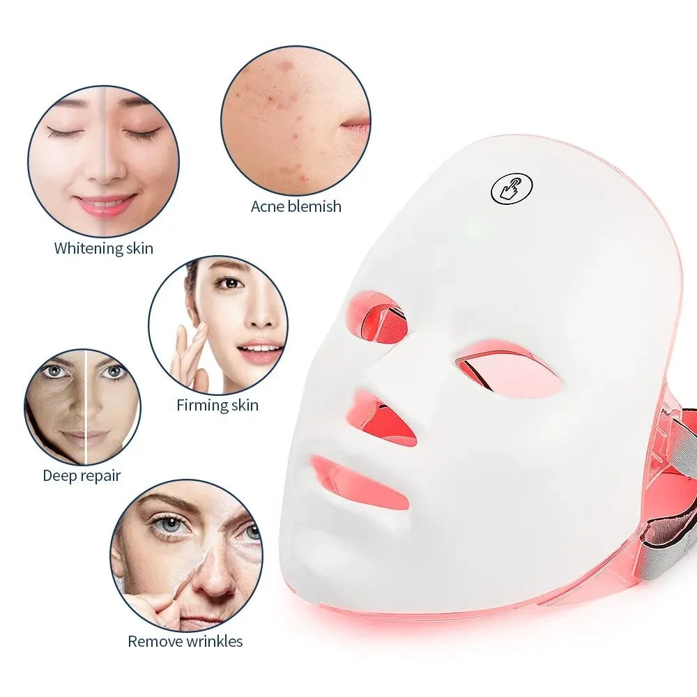Máscara LED Facial 7 Colores – Red Light Therapy Anti-Edad | Zenora Glow