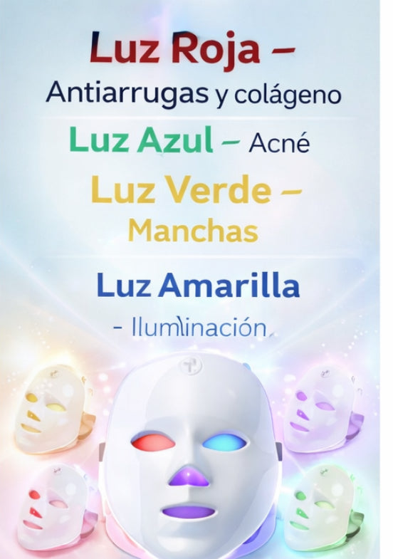 Máscara LED Facial 7 Colores – Red Light Therapy Anti-Edad | Zenora Glow